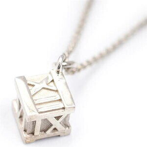 Tiffany Co Atlas Cube Sterling Silver Necklace dice jewelry accessory